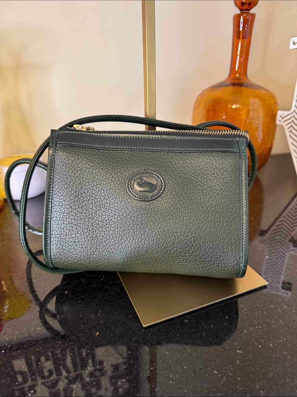 Vintage Dooney & Bourke Forest Green Pebbled Leather Crossbody